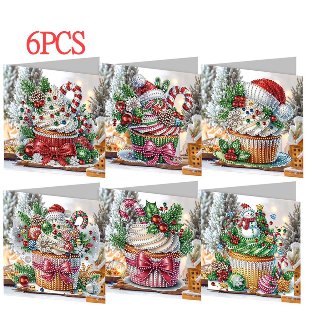 1-12Pc Christmas Diamond Handmade Card Diamond Painting Card Diamond Diamond Painting Cross Stitch Card for Christmas Gifts