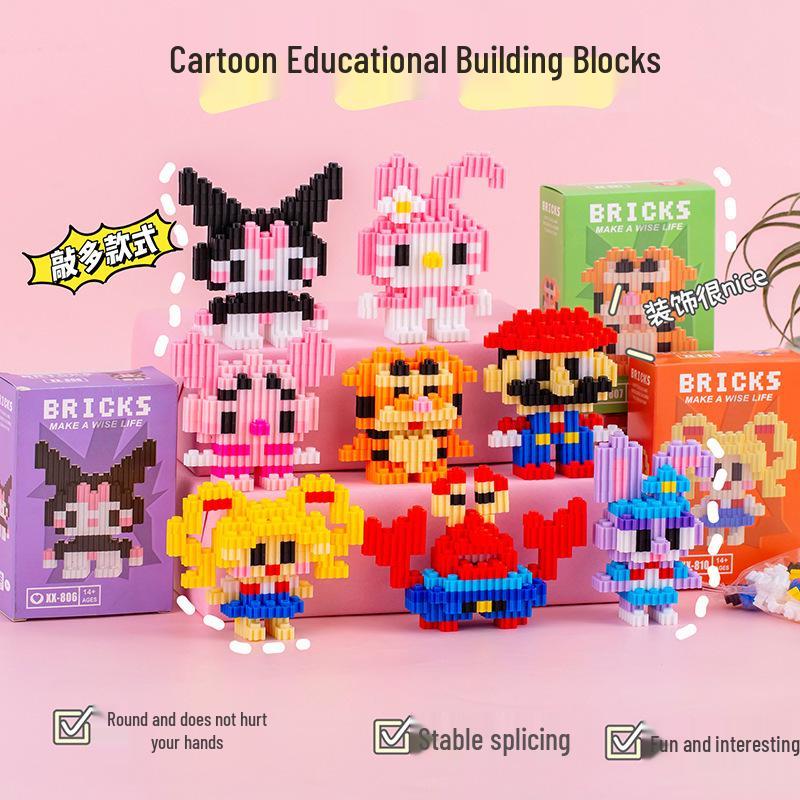 Cartoon Educational Building Blocks: DIY Simulation Models, Blind Box Gifts, and Figurines for Children