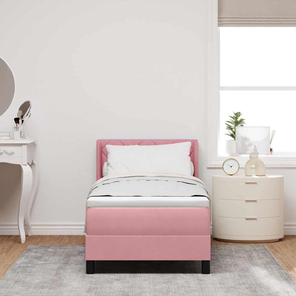 Box Spring Bed with Headboard Pink 200 X 80 Cm Velvet