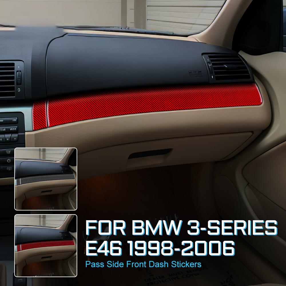 High-Grade Real Glossy Carbon Fiber Dashboard Trim for BMW E46 3 Series 1998-2006, Passenger Side Anti-Scratch Tool-Free Install