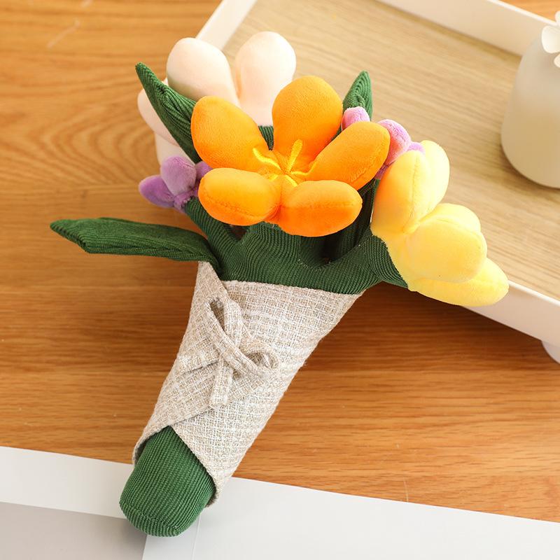 Girl Holding Bouquet Doll Plush Toy Flower Pot Bouquet Pendant Girl Bag Keychain Doll