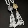 Elegant European & American Light Luxury Tassel Pearl Sweater Chain with 3D Hollow Zircon Pendant