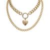 Double-layer Simple Chain Necklace Punk Gold Color Heart Pendant Choker Necklace Fashion Jewelry