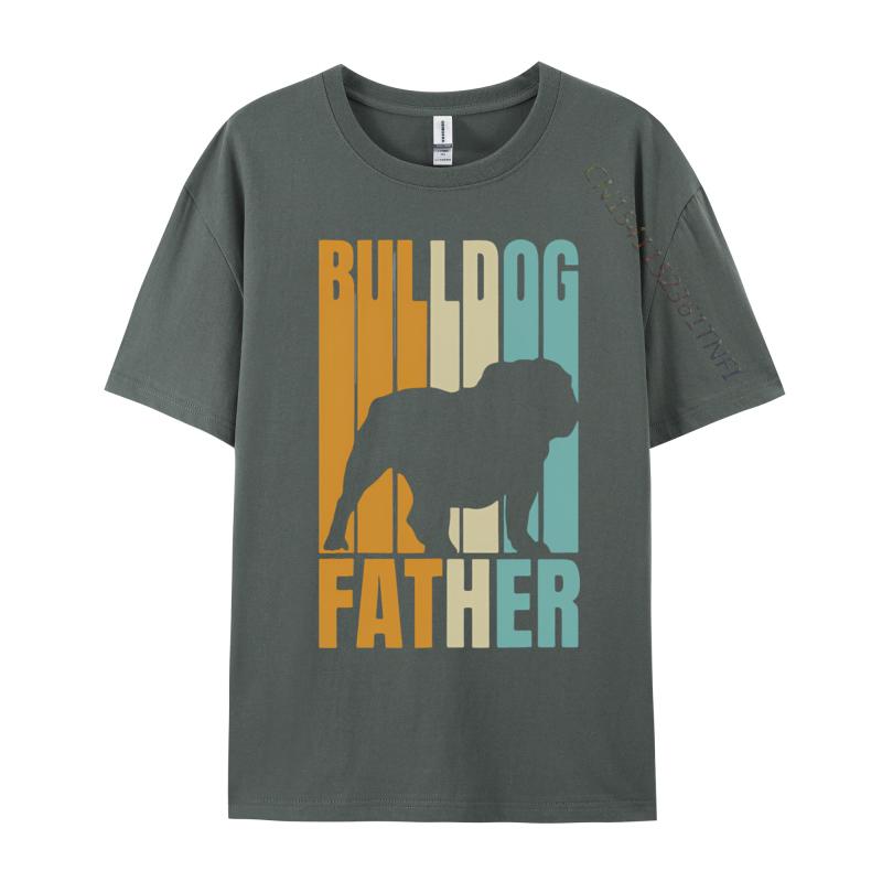 Retro Bulldog Father Cool Dog Dad Tshirt Unisexs Cotton Top Tee Fitting Oversized Tshirt Top Anime T Shirts