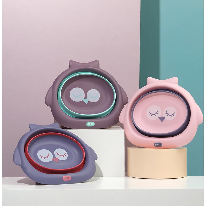 Składana miska do mycia Noworodkowa dziecięca miska do mycia odbytu Kreskówkowa urocza miska do mycia twarzy i stóp dla niemowląt Przenośna miska podróżna