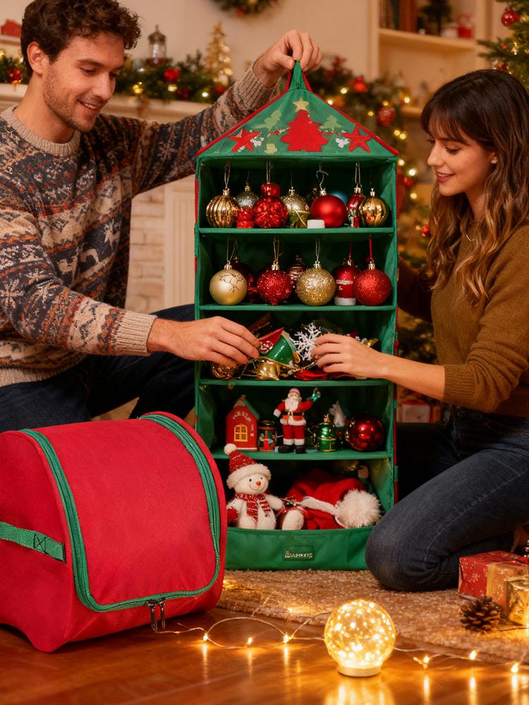 Lights Storage Bag Red Large Capacity Tear Proof Holiday Lights Winder Organizer (Only Storage Bag, Excluding PP circle+LED)