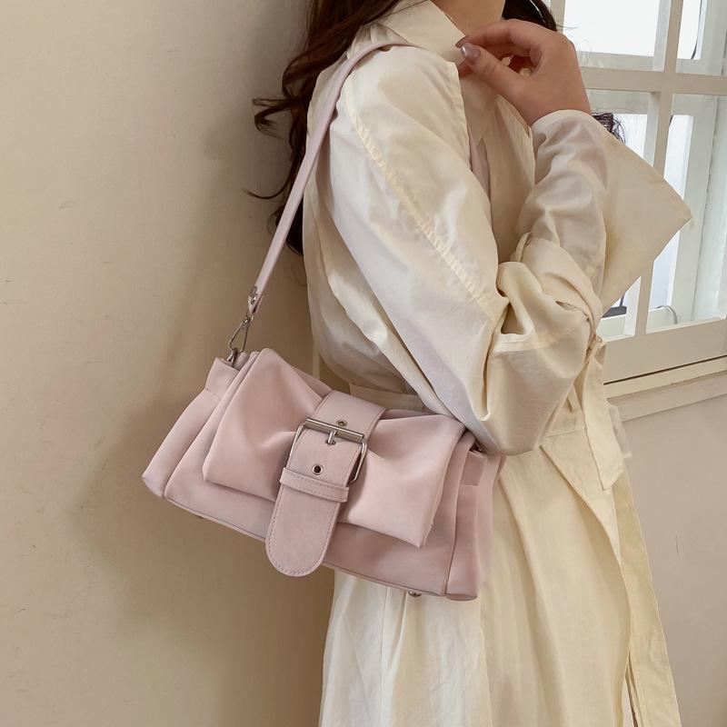 Multi Color Matte Soft PU Leather Ruched Shoulder Bag For Women Casual Underarm Bag With Metal Buckle Removable Strap Handbag