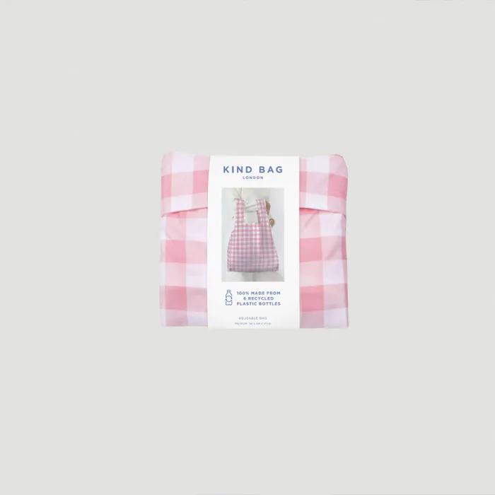 [KINDBAG] Pink Gingham Check Reusable Medium Kind Bag