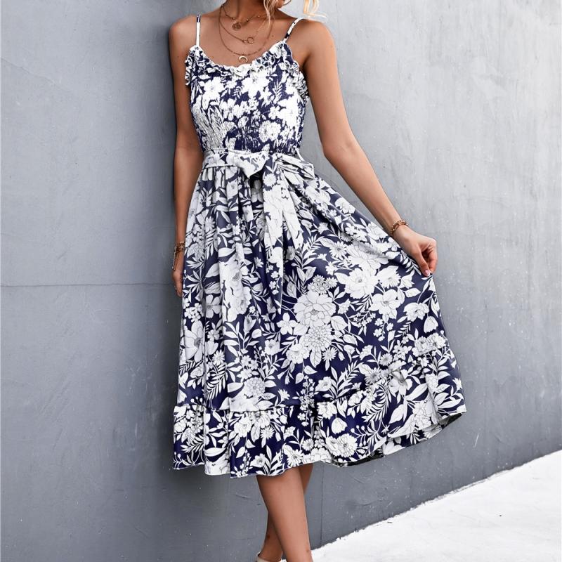 YYFS Damenmode, Sommer, Frühling, einfarbig, ärmellos, U-Ausschnitt, hohe Taille, Freizeitkleider