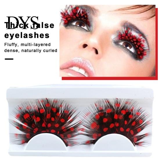 Natural & Dense Fake Lashes 1 Pair 3D Colorful Blue Color Artificial Feather Eyelash Extensions Eyelashes Extension Party Makeup for Halloween Cosplay