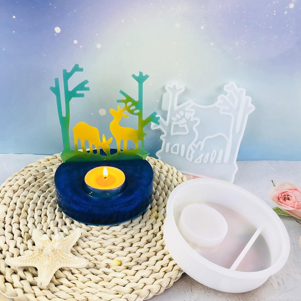 2pcs/set,diy Fawn Candlestick Inserts,reflection Plaster Molds,diy Woodland Fawns,silicone Molds,home Decor,craft Lover Gifts