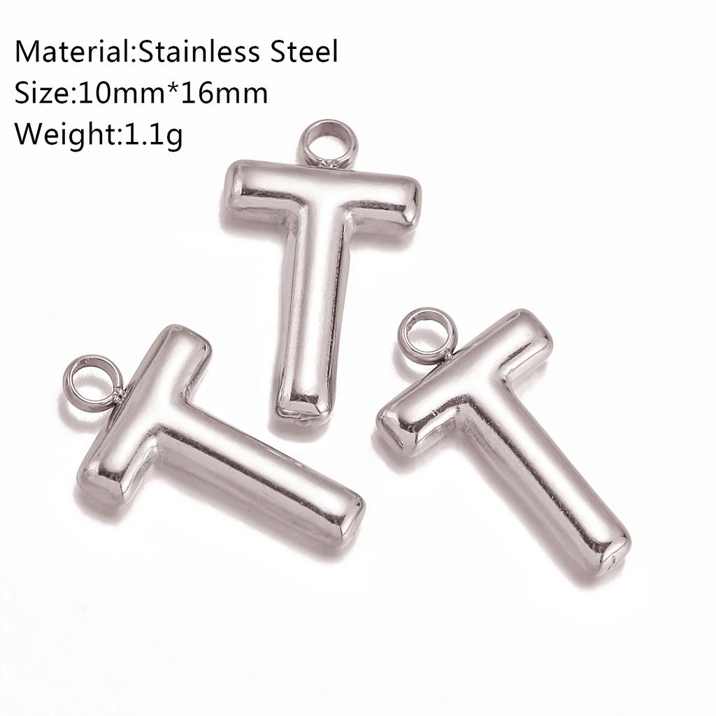 3Pcs Bubble Alphabet Charm Silver Color Stainless Steel Initial English Letter Pendant DIY Bracelet/Necklace Gift Jewelry Making