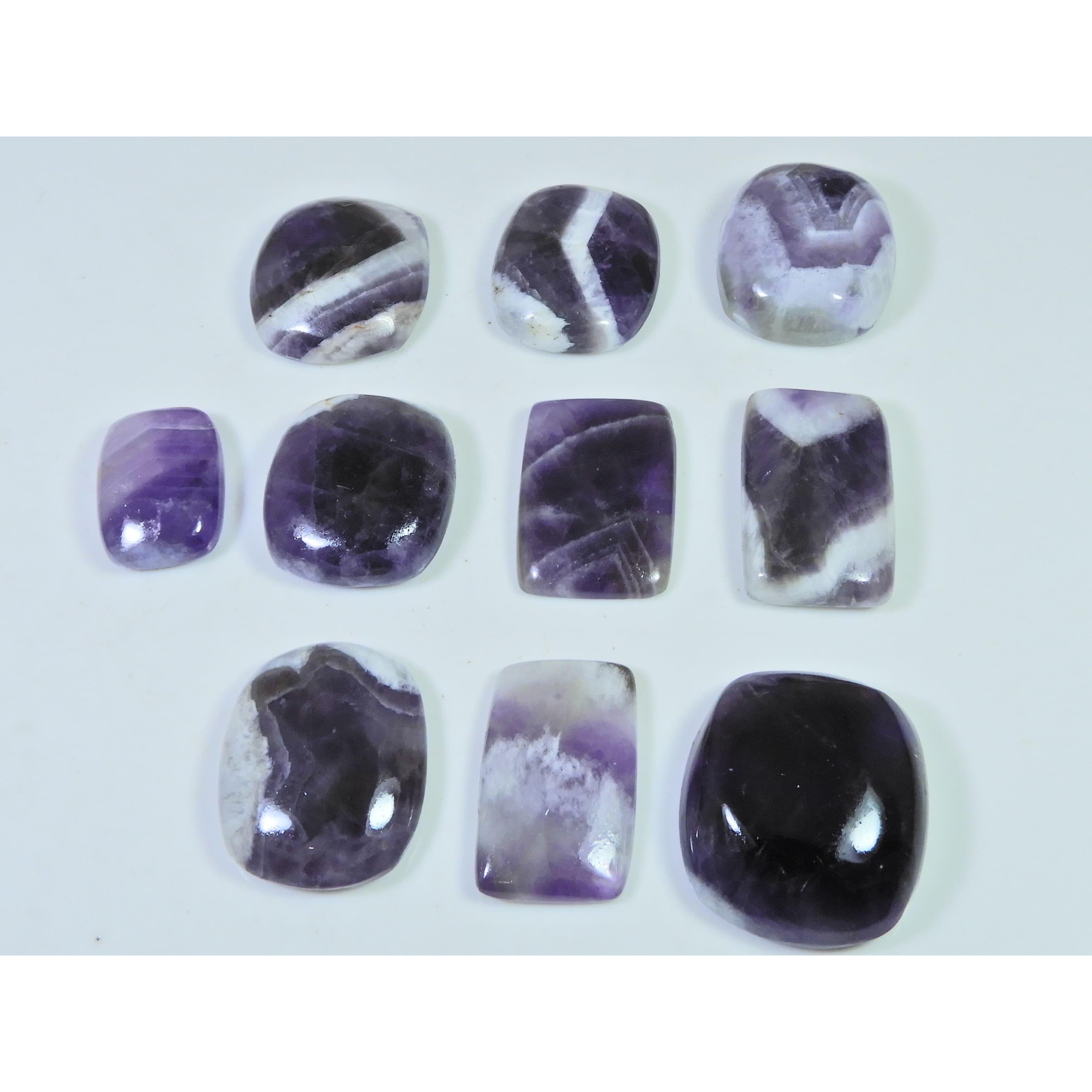

280Cts.Natural Amethyst Lace Agate Octagon Cabochon Loose Gemstone 10Pcs Lot C-800