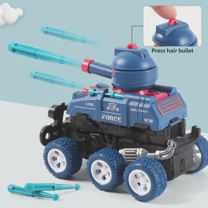 6-Wheel Climbing Inertia Tank Toy: Shell Launching Collision-Resistant Car for Kids