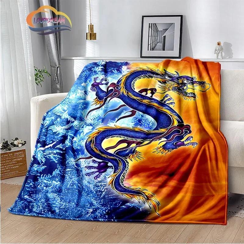 Dragon Blanket 3D Printing Animal Art Soft and Comfortable Sofa Bed Bedroom Decorative Bedspread Travel s