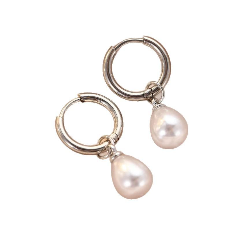 Korean fashion ins style earrings, gentle temperament pearl pendant earrings, sweet light luxury earrings for women