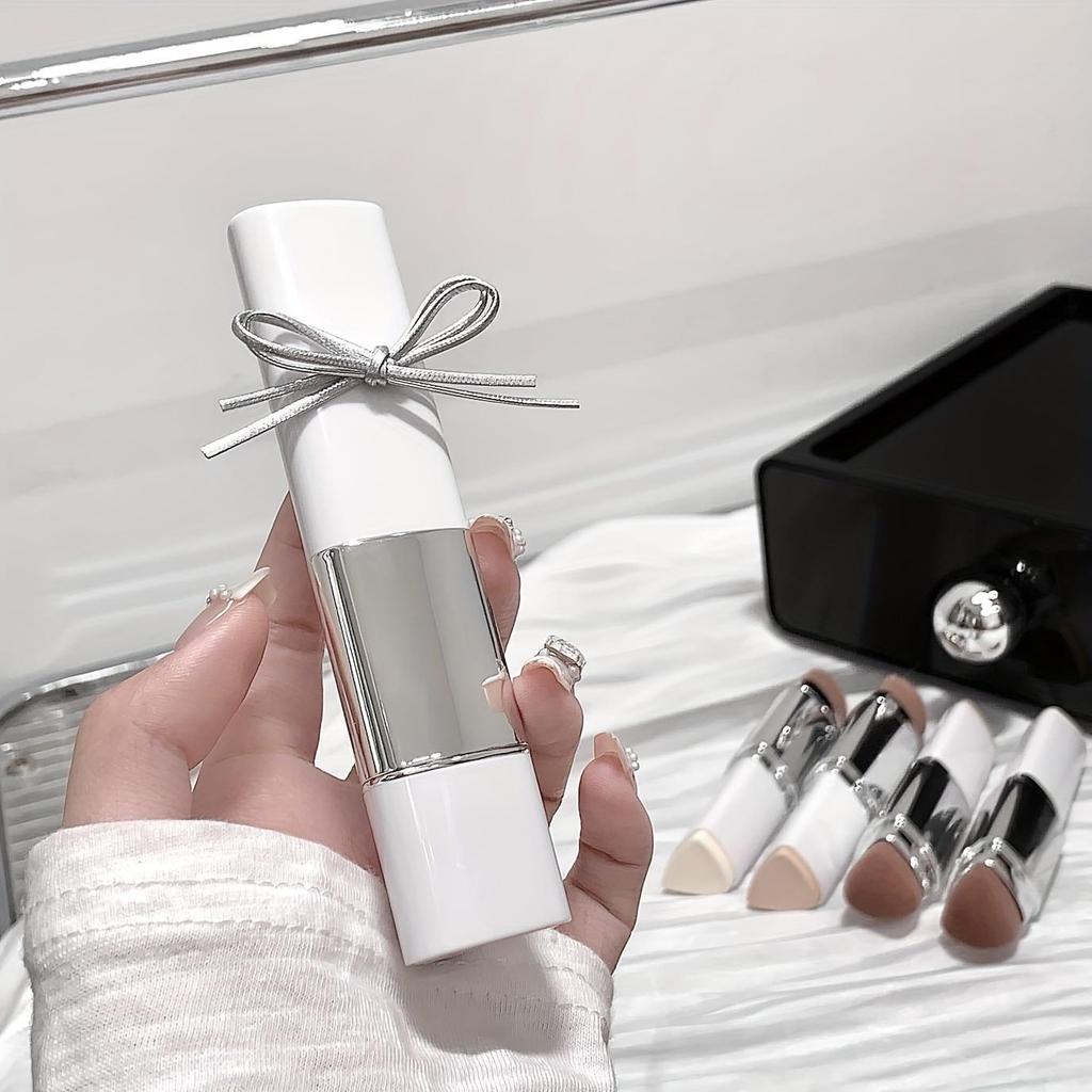 Natural Concealing Hydrating Foundation Stick - Buildable Coverage, Moisturizing Powder Base with Brush Tip Applicator, Brown/White Shades