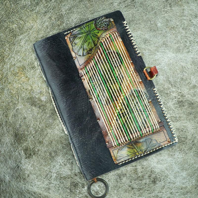 Genuine Leather Guzheng Hand Account Book Handmade Thickened Cowhide Notebook Loose Leaf A6 Creative Notebook Gift