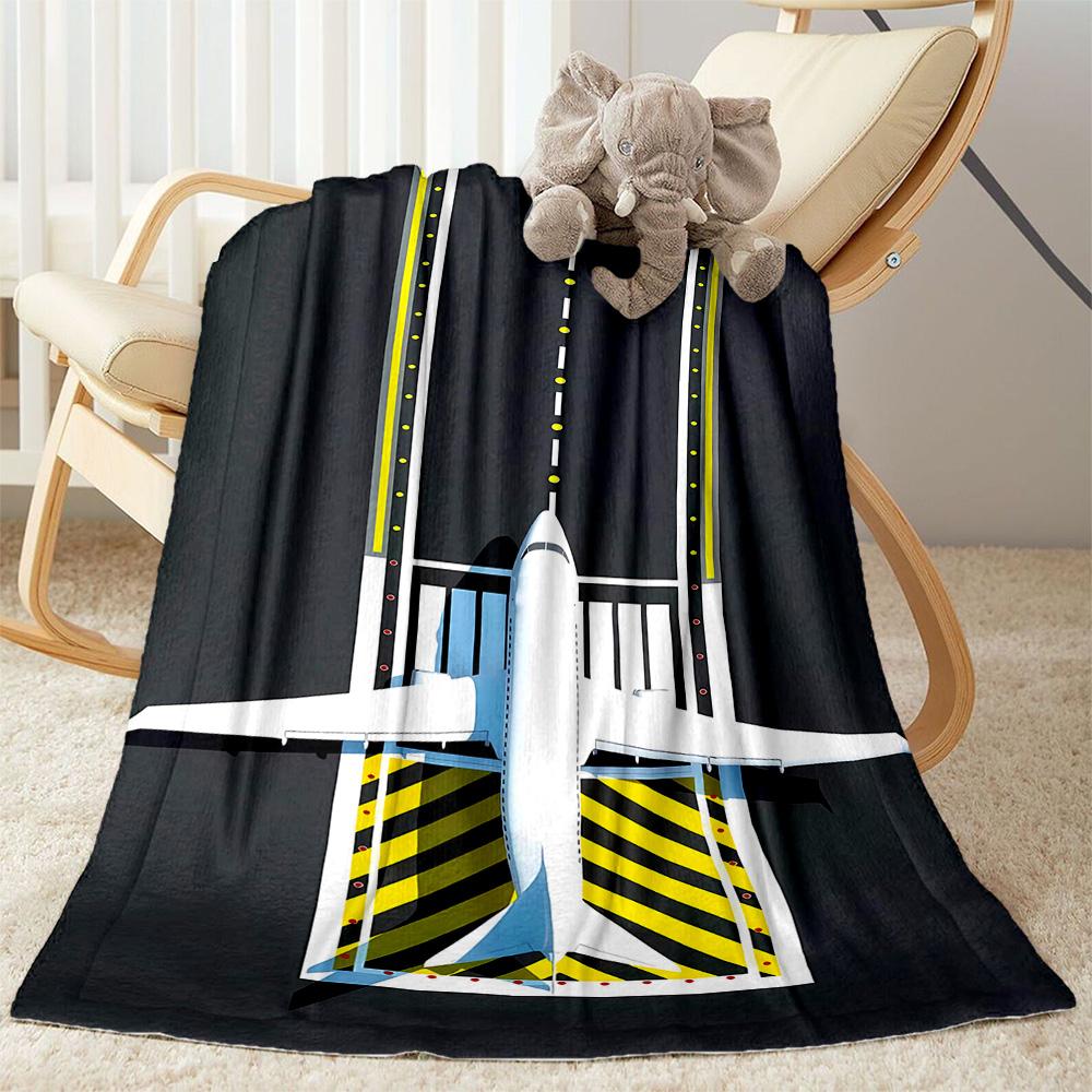 Airport Runway Design Flannel Blanket - Soft and Suitable for Sofas, Beds, Offices, Travel, All Seasons, and The Best Gift for The Holidays.