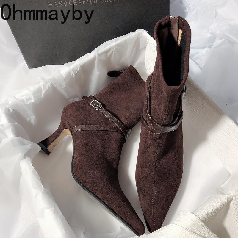 Autumn Fashion Elastic Slim Women Ankle Boots Fashion Party Stripper Female Shoes Ladies High Heel Short Botas Para Mujer