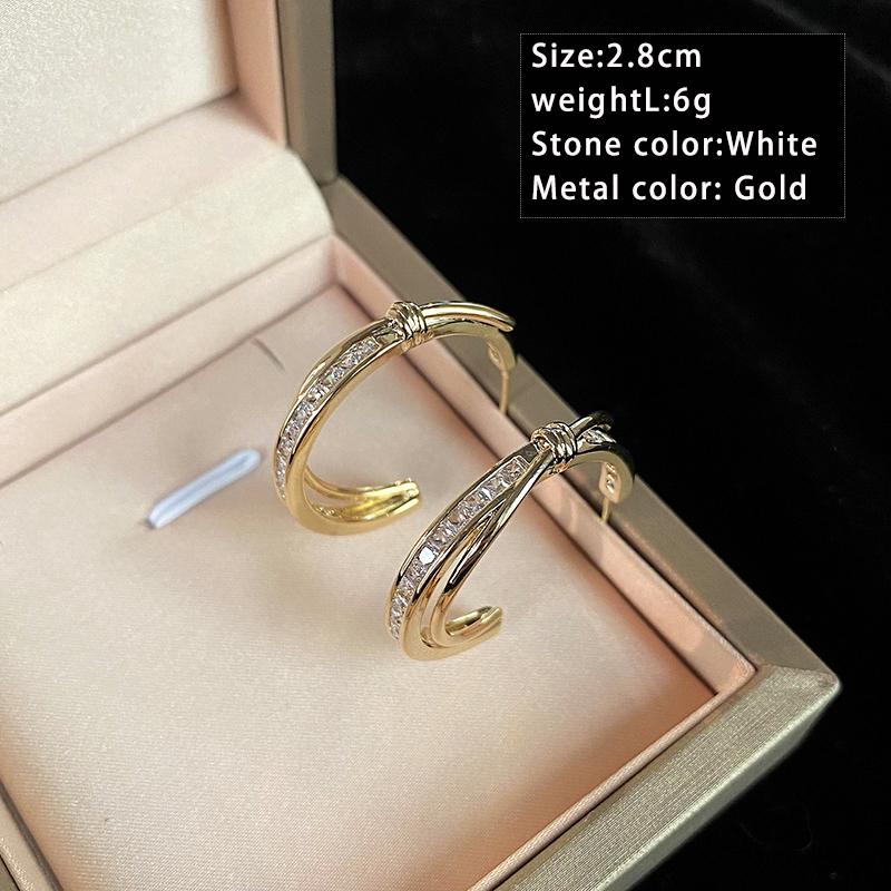

Copper Metal Knot C-shaped Micro Set Zircon Earrings with Unusual Design Luxury Accessories for Women in 2026 Fashion Jewelry