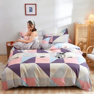 Verdicktes gebürstetes Baumwoll-Vier-Teile-Set Kleinfrisch Baumwoll-Hautfreundlich Nackt Schlafen Bettlaken Bettbezug Drei-Teile-Set Bettwäsche