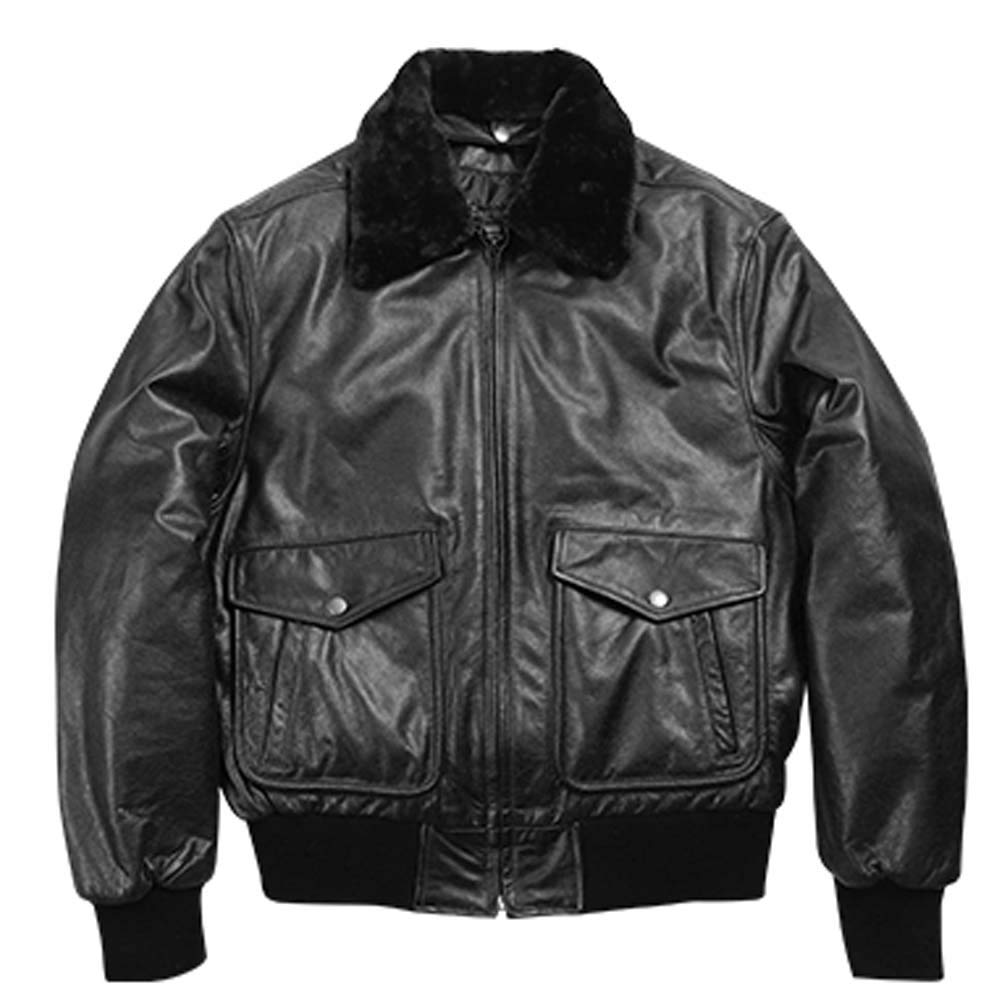Degner Vintage Flight Leather Jacket with and Chest Shoulder, Elbow, Back, Protectors, Black, XL, 20WJ-8
