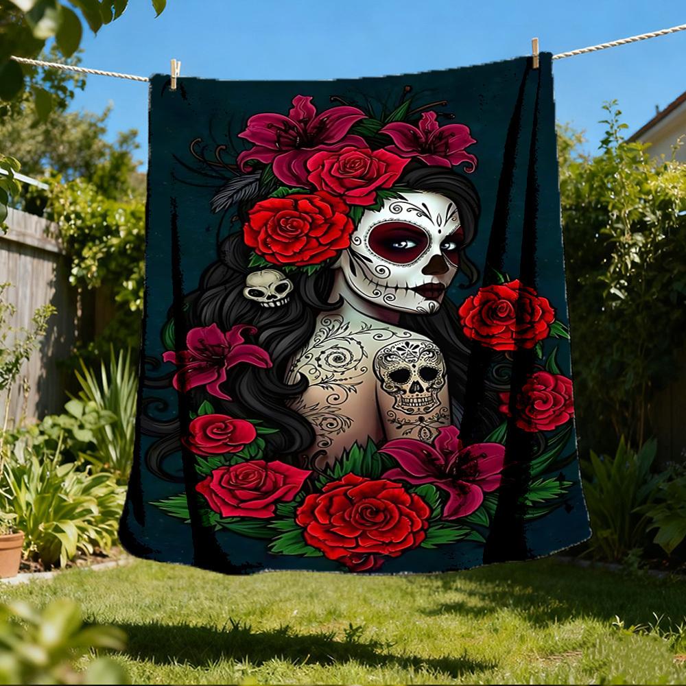 Zucker Totenkopf Outdoor-Decke, Weiche und bequeme Decke, Lässige warme Outdoor-Decke, Camping Reise Decke, Gutes Geburtstagsgeschenk 1165