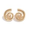 Classic Fashion Gold Plated Overlay Greek Spira Stud Earrings for Women Metal Simple Geometric Circular Earrings Jewelry Gift