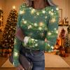 Women's Casual Christmas Print Long Sleeve Ribbed Neck Top
