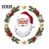 Wasserdichte PVC-Ornamente Weihnachts-Fenstersticker, Niedlicher Weihnachtsmann-Kranz-Aufkleber, Cartoon-Szenen-Layout Feiertags-Statik-Glasdekor für das Büro