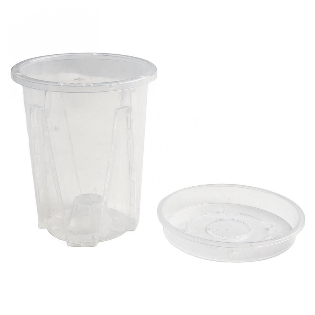 Space Saving Clear Plastic Plant Pots with Saucer for Small Spaces