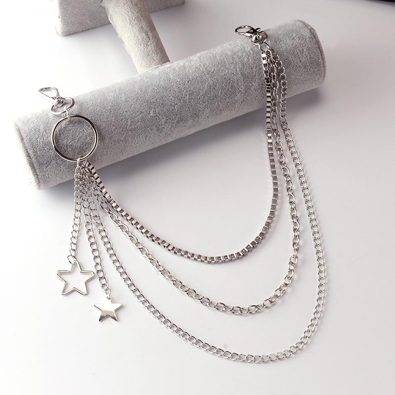 Hip-hop Personality Five-pointed Star Pendant Waist Chain, Trendy Multi-layer Men's and Women's Versatile Trouser Chain