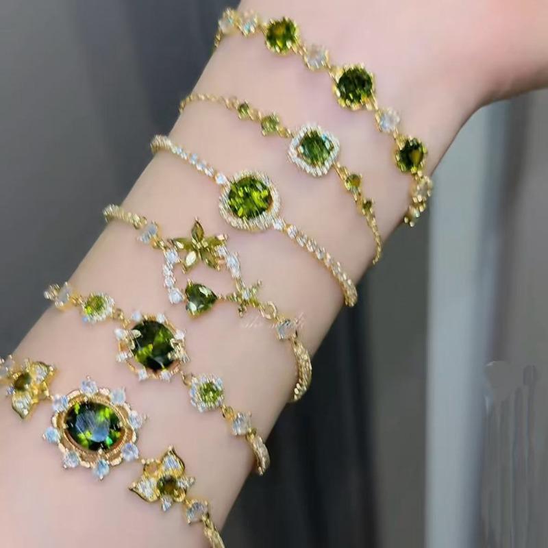 K real gold electroplated zircon geometric round square flower bracelet light luxury high-end bracelet retro jewelry women