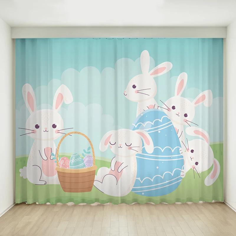Hoher Verdunkelungsvorhang, Cartoon-Kaninchen, süßer Vorhang für Kinder, Mädchen, Schlafzimmer, Wohnzimmer, Fenstervorhang, dicker Verdunkelungsvorhang