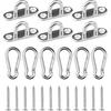 6 Pieces Stainless Steel 1.8 Inch Pad Eye Plate U Hooks + 6 Pieces Stainless Steel Snap Hook, Marine Hardware Staple Loop with Screws