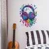 Vibrant Hand-Painted Headphones Music Notes Wall Sticker Self-Adhesive Removable for Bedroom Living Room Background Home Decor