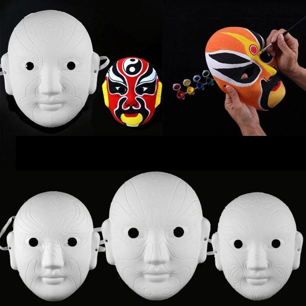 Costume Prop White Paper Beijing Opera Face Mask Paintable Blank Half Face Mask Plain Paper Hand-painted Mask Halloween Party