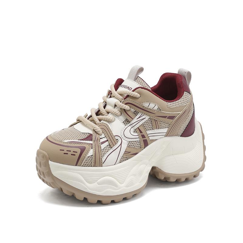 Inner height-increasing dad shoes women's autumn and winter new leather small muffin thick-soled casual versatile sports
