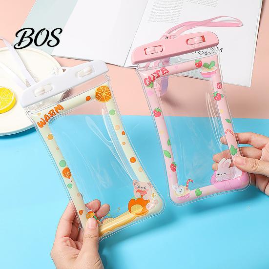 Touch Screen Water Bag Cute Waterproof Phone Pouch with Floating Airbag And Lanyard, Clear PVC Cellphone Dry for Swimming Beach Hot Springs