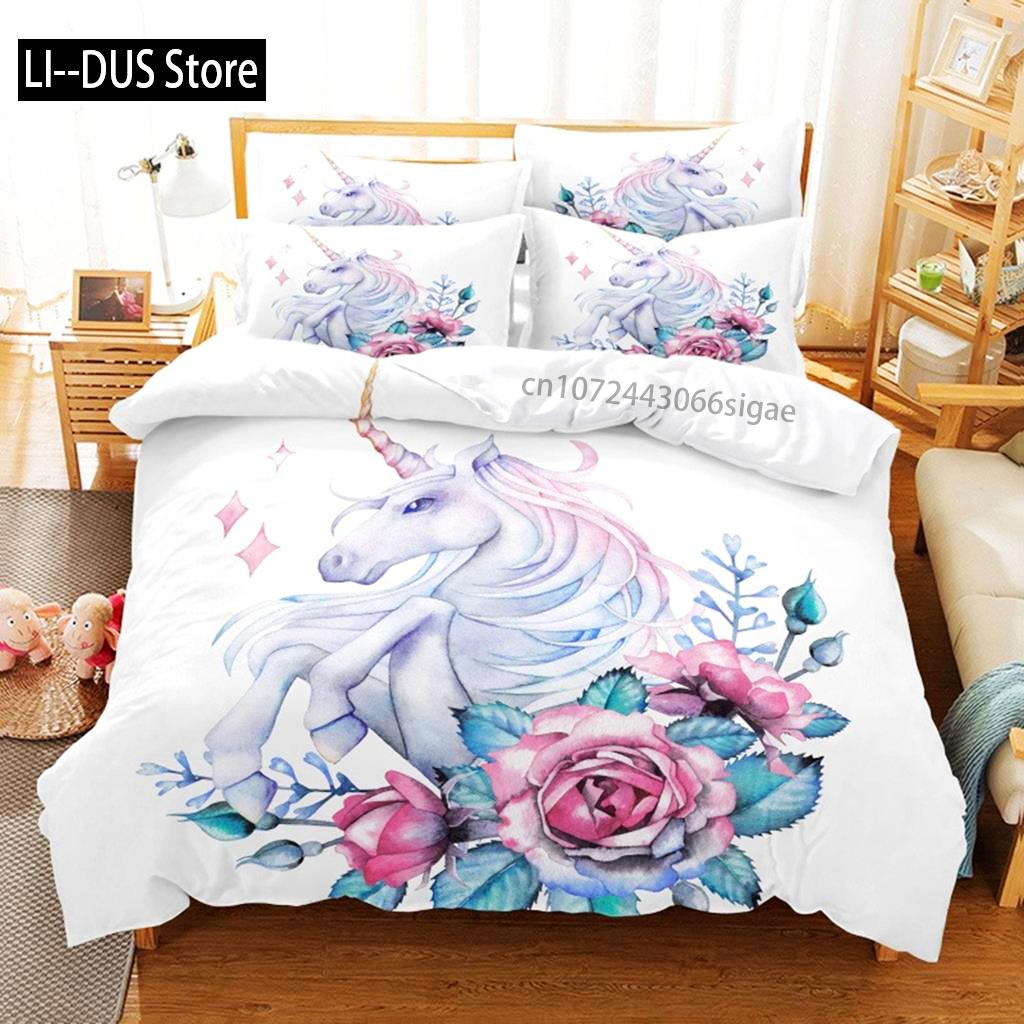 Girls And Unicorns Bedding Set Duvet Cover Set 3d Bedding Digital Printing Queen Size Bedding Set Fashion Design