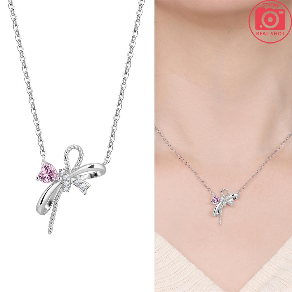 925 Silver Bone Claws Necklace Pink Butterfly Crown Rose Gold Woman's Necklace Jewelry Anniversary Valentine Gift