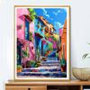 5d DIY Diamond Painting Cross Stitch Colorful Town Scenery Diamond Embroidery Mosaic Full Round Drill Home Decor