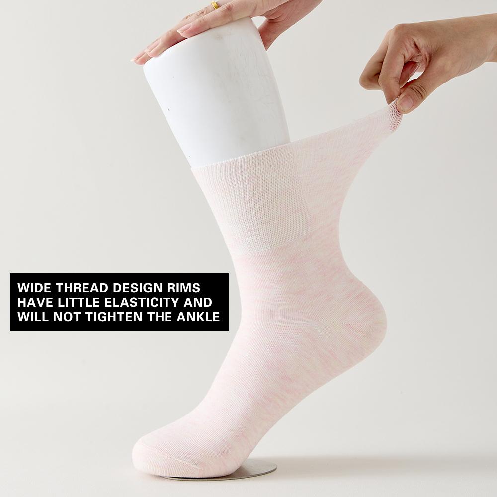 5 Pairs Diabetic Non Binding Socks For Women Pregnant Woman Elderly Long Socks Comfortable Breathable Black White Socks Women
