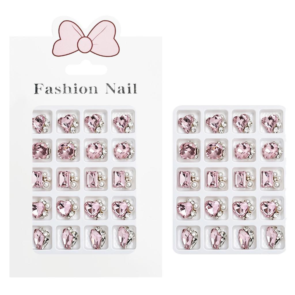 Heart and Geometric Rhinestone Nail Art Decorations