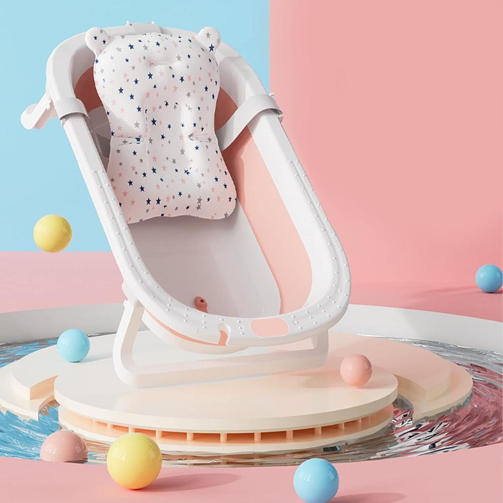 UBRAVOO Baby Bathtub with Drain Plug, Foldable Portable Baby Bathtub (Built-in Non-slip Support, Suitable for Travel)