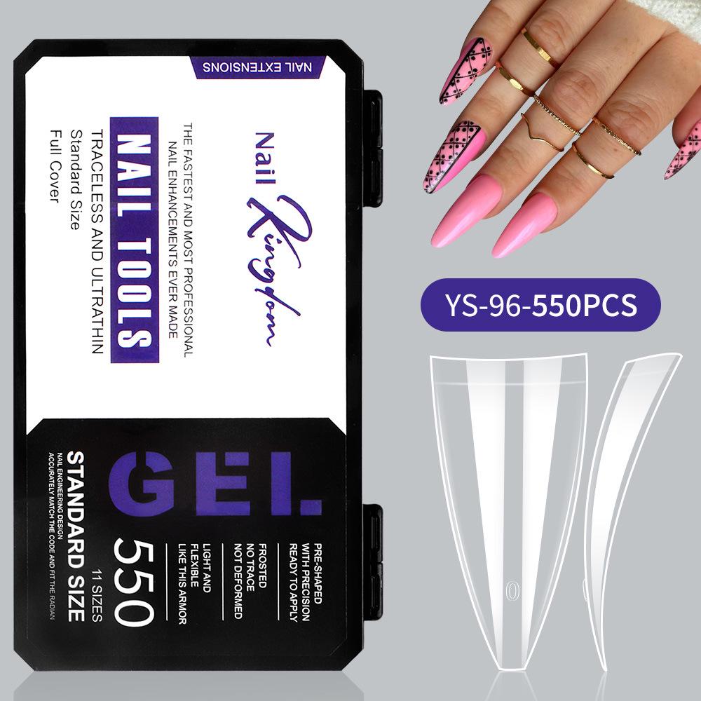 550-Piece Box of Transparent Short Square Nail Tips – Trapezoidal Full and Half Stick, Thin and Durable for Nail Art