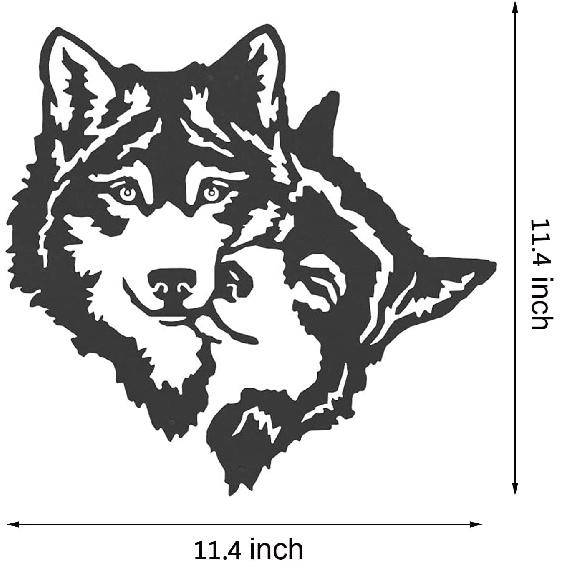 AMNGYOOK Metal Wolf Wall Art, Cute Animal Silhouette Sculpture Iron Animal Art Wall Hanging For Living Room Bedroom Kitchen Decor (Wolf Head)