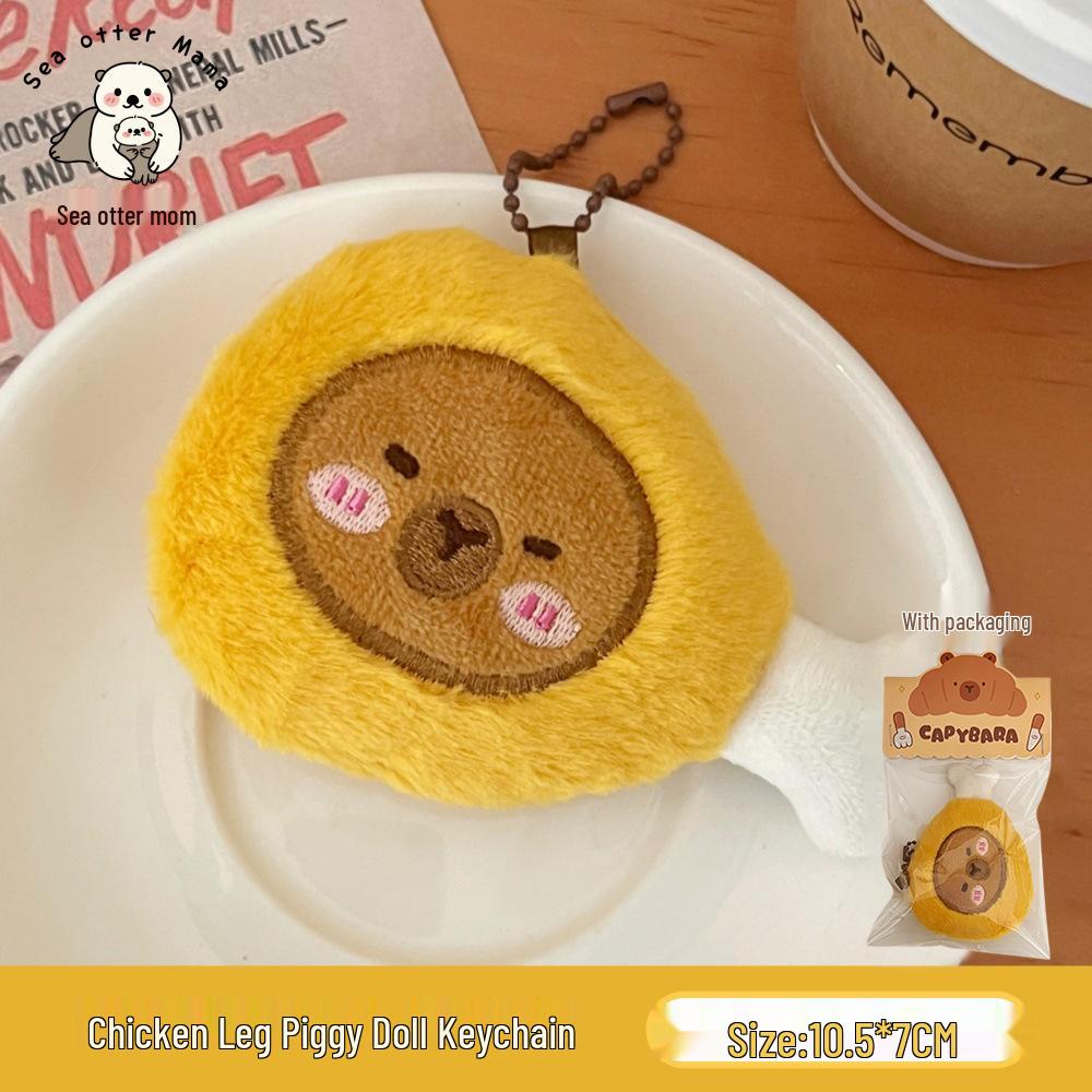 Creative Food Pendant Girl Cartoon Capybara Plush Doll Bread Charm Decoration Accessory