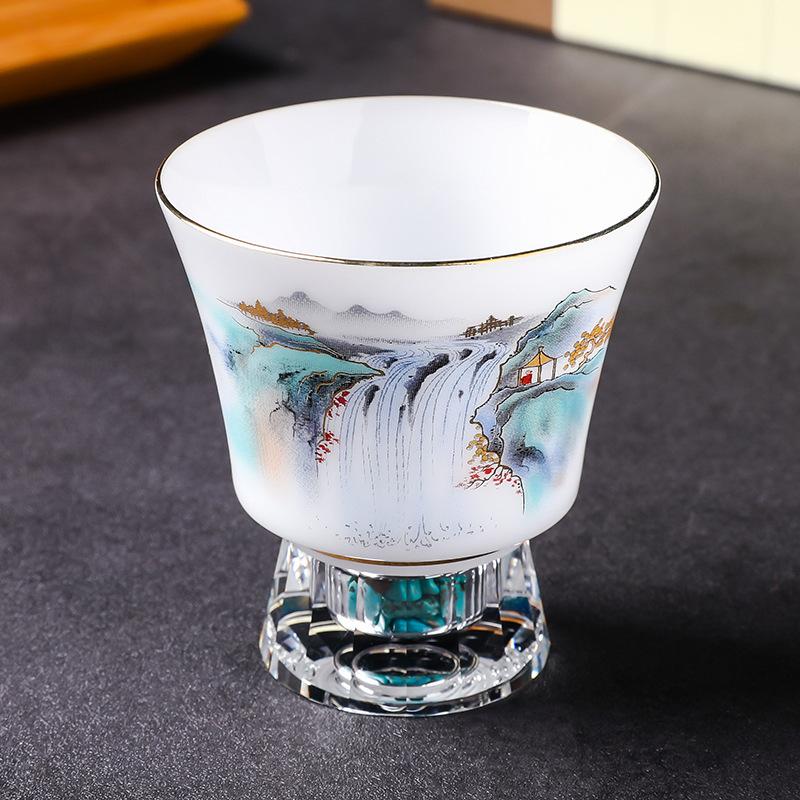 Lu Baijiu Cup Suet Jade Household Small Teacup Spirit Cup Glass Small Wine Glass Sake Wine Set Crystal Clear